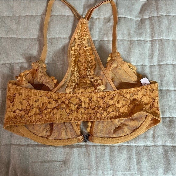 Victorias Secret Body by Victoria Unlined Orange Lace Racerback Bra Size 32DDD - Picture 9 of 13